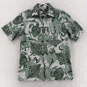 Vintage Malihini Hawaiian Shirt Mens Medium Green Sea Turtle Hawaiian Aloha